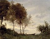 Paul Desire Trouillebert Boatman On A River Landscape painting